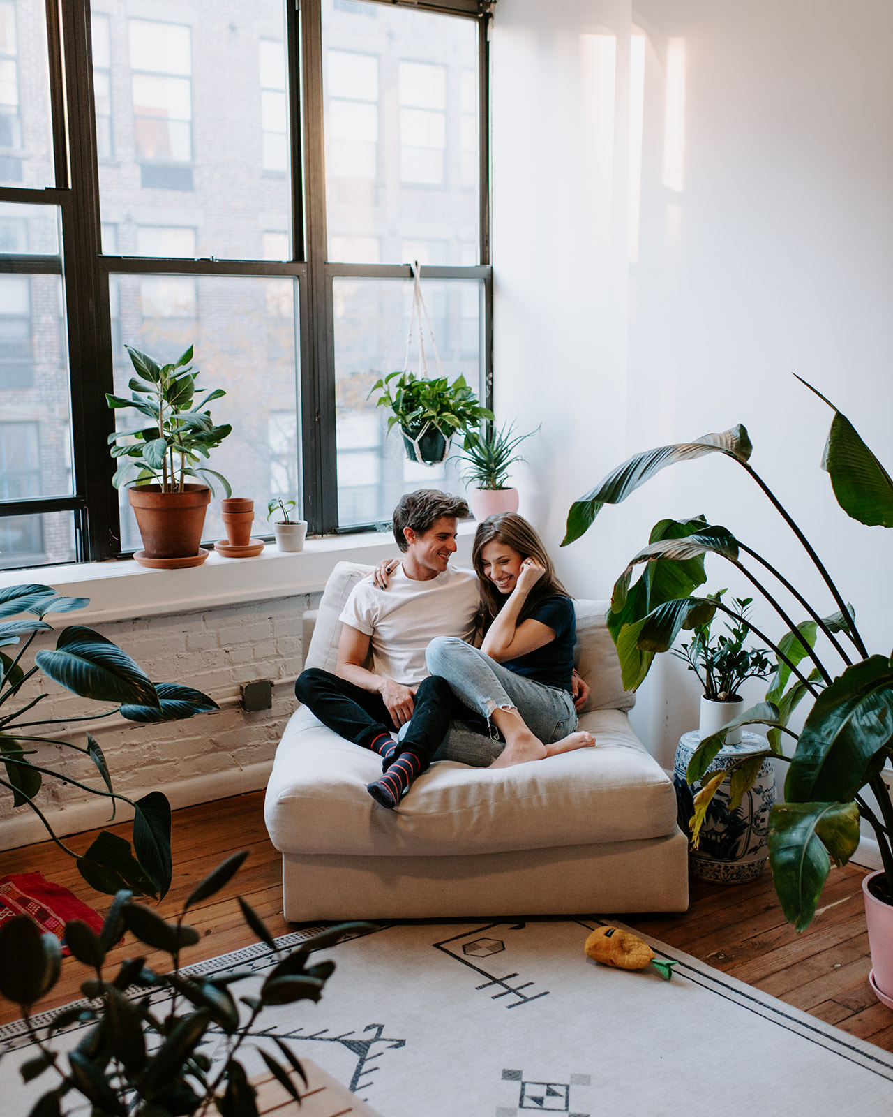 intimate at home engagement session in williamsburg brooklyn couple