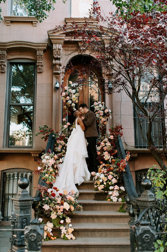 Brooklyn brownstone styled elopement floral stoop install