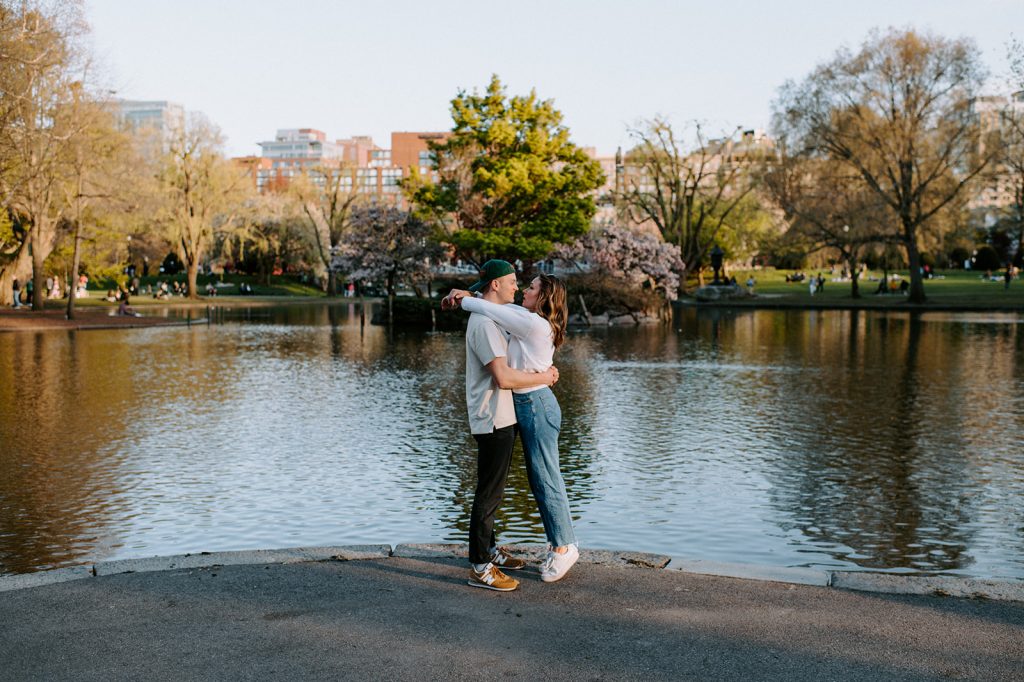 engagement session in beacon hill at charles river