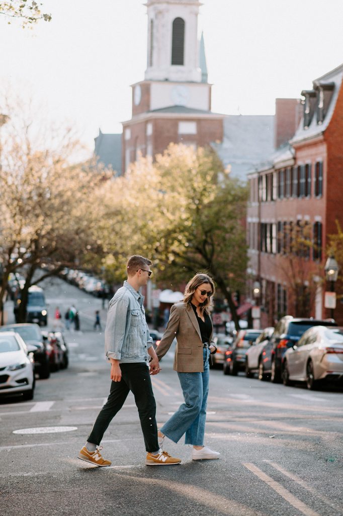 engagement session in beacon hill at the charles meeting house