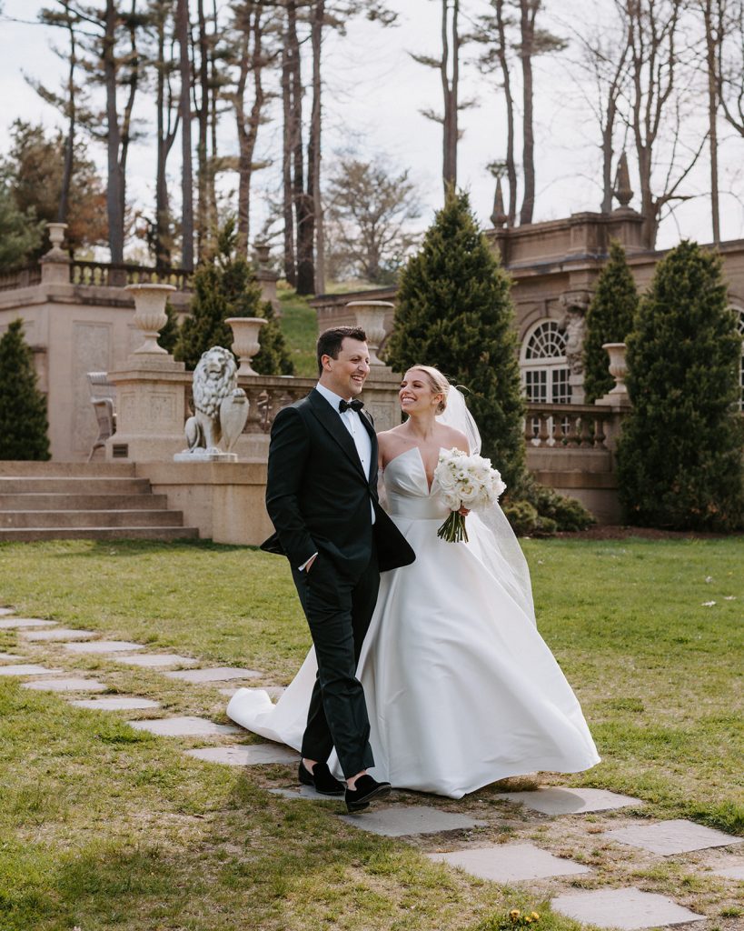 modern wedding at the crane estate elegant bride and groom