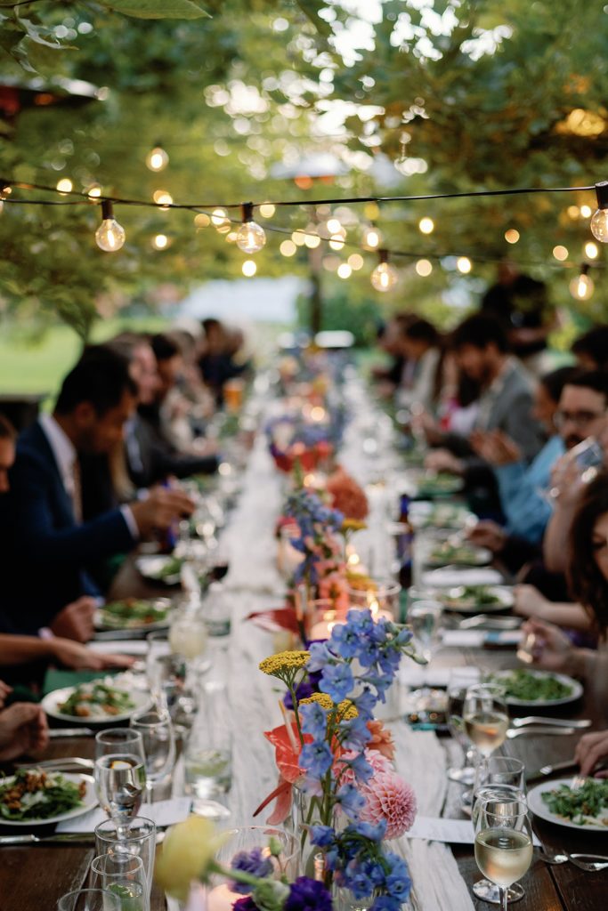 creative and colorful backyard wedding on Martha's Vineyard