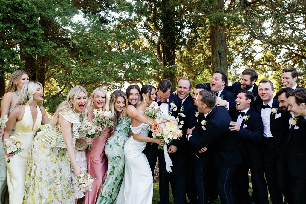 colorful wedding at castle hill inn