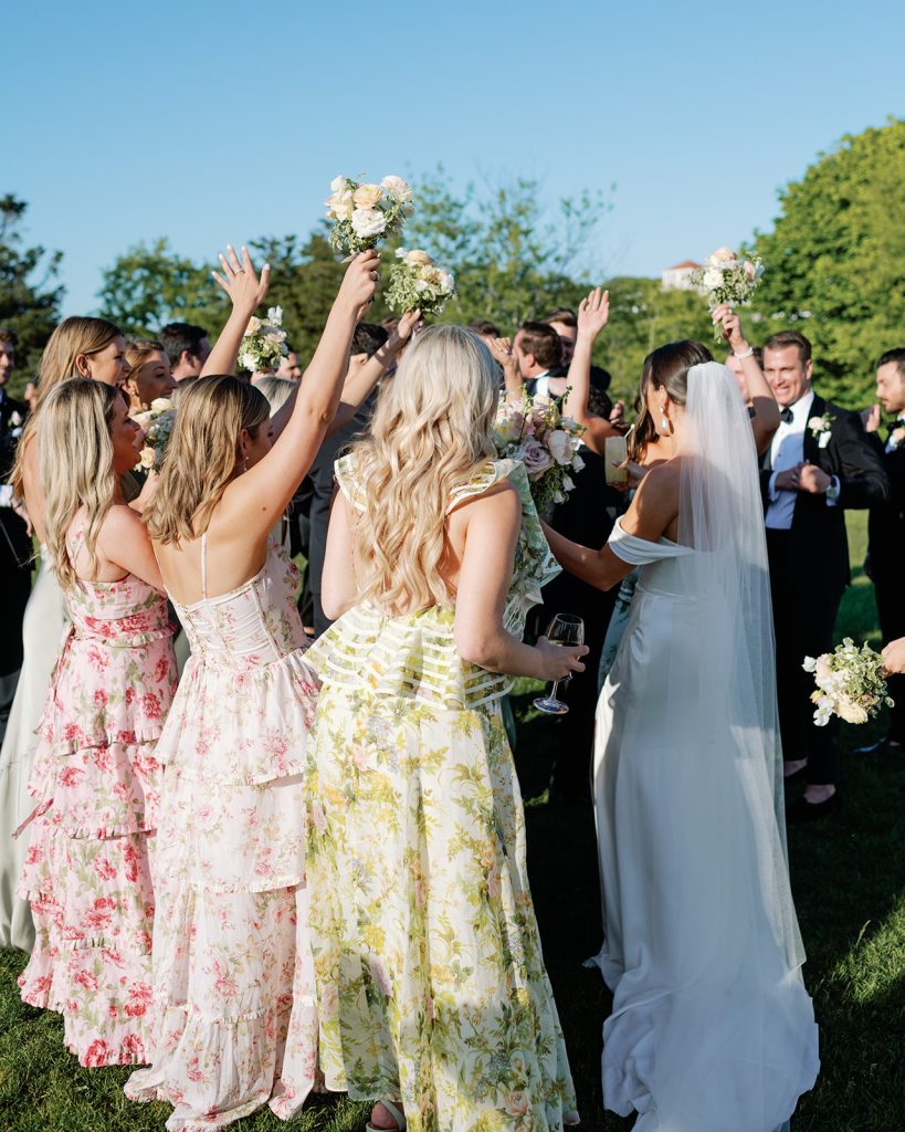 colorful wedding at castle hill inn